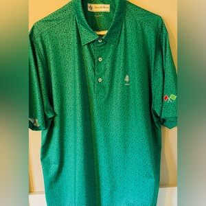 Donald Ross Sportswear Emerald Green w/ Navy AOP Men’s L Short Sleeve Polo Shirt